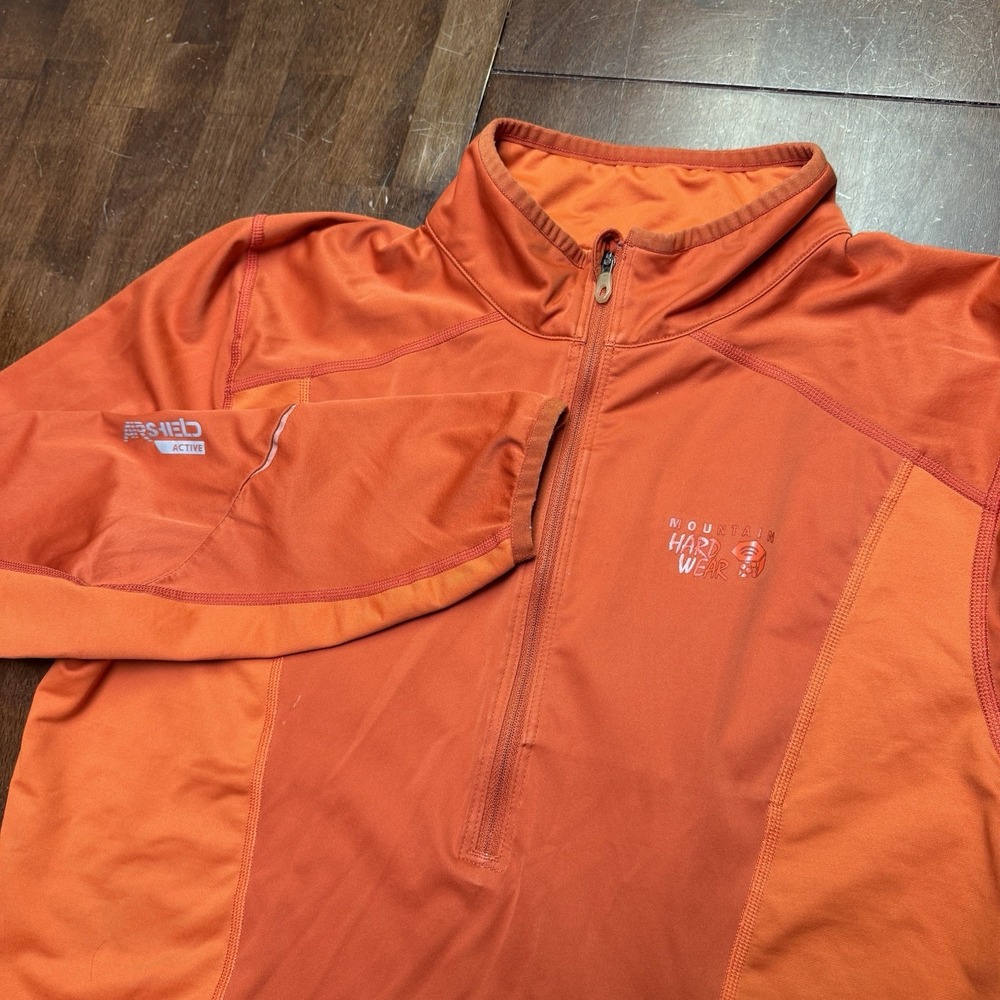 Mountain Hardwear M‎ Air Shield Elite 1/2 Zip Orange Fleece Jacket Mens Hiking